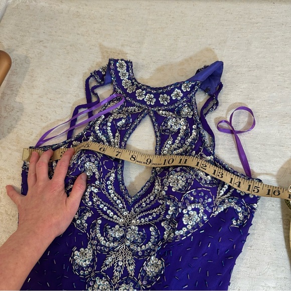 Alyce Designs Beaded Sequin Purple Formal Dress 100% Silk Size 4 - Picture 12 of 15